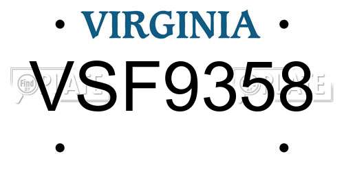 VSF9358 Virginia License Plate