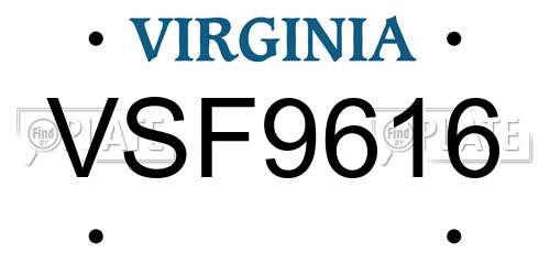 VSF9616 Virginia License Plate