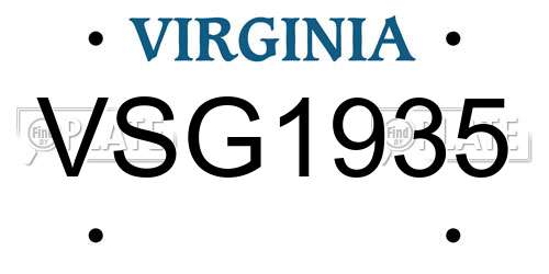 VSG1935 Virginia License Plate