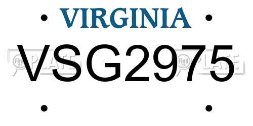 VSG2975 Virginia License Plate