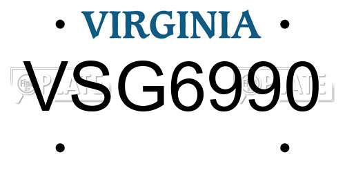 VSG6990 Virginia License Plate