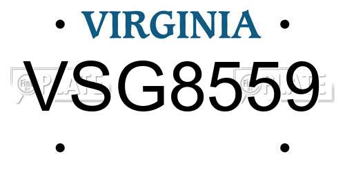 VSG8559 Virginia License Plate