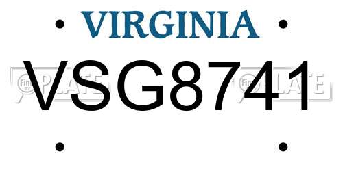 VSG8741 Virginia License Plate