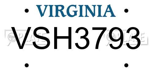 VSH3793 Virginia License Plate