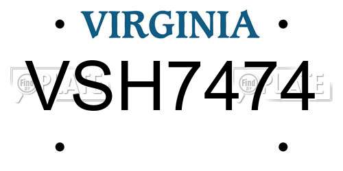 VSH7474 Virginia License Plate