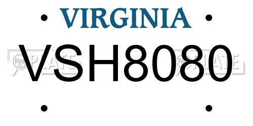 VSH8080 Virginia License Plate