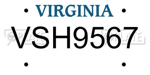 VSH9567 Virginia License Plate