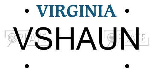 VSHAUN Virginia License Plate