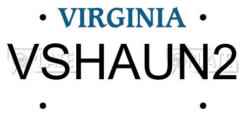 VSHAUN2 Virginia License Plate