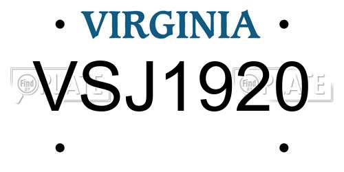 VSJ1920 Virginia License Plate