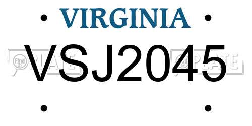 VSJ2045 Virginia License Plate