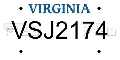 VSJ2174 Virginia License Plate