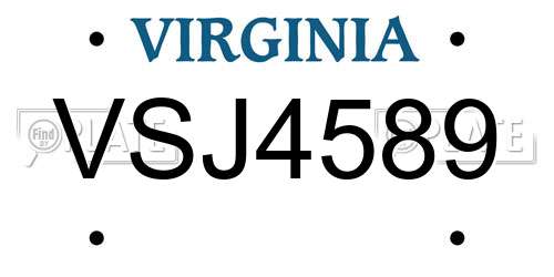 VSJ4589 Virginia License Plate