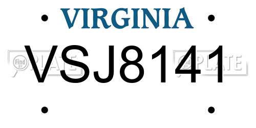 VSJ8141 Virginia License Plate