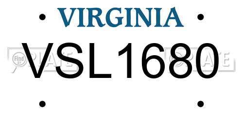 VSL1680 Virginia License Plate
