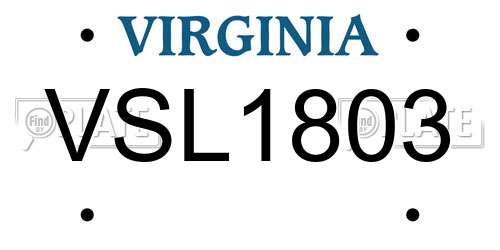 VSL1803 Virginia License Plate