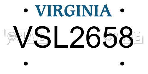 VSL2658 Virginia License Plate