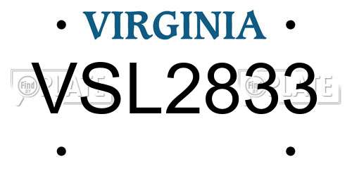 VSL2833 Virginia License Plate