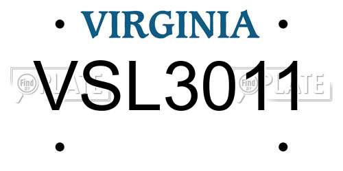 VSL3011 Virginia License Plate
