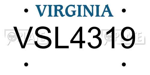 VSL4319 Virginia License Plate