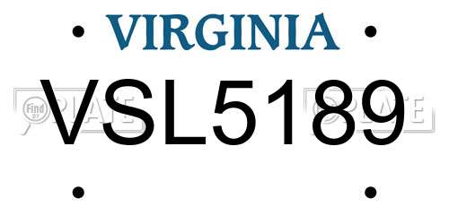VSL5189 Virginia License Plate