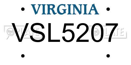 VSL5207 Virginia License Plate