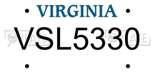 VSL5330 Virginia License Plate