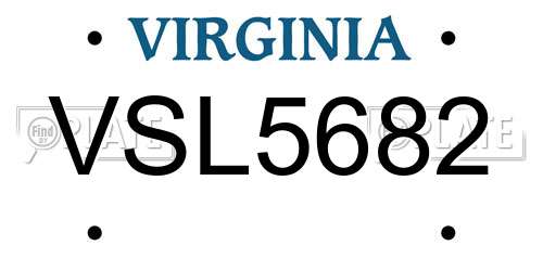VSL5682 Virginia License Plate