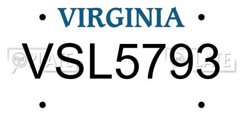 VSL5793 Virginia License Plate