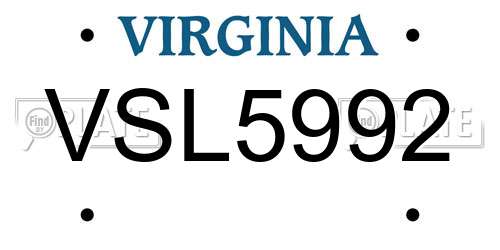 VSL5992 Virginia License Plate