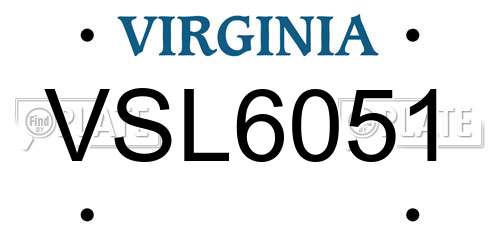 VSL6051 Virginia License Plate