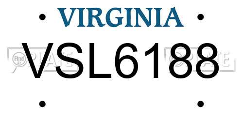 VSL6188 Virginia License Plate