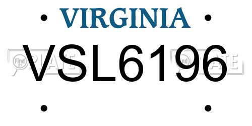 VSL6196 Virginia License Plate