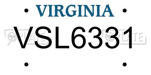VSL6331 Virginia License Plate