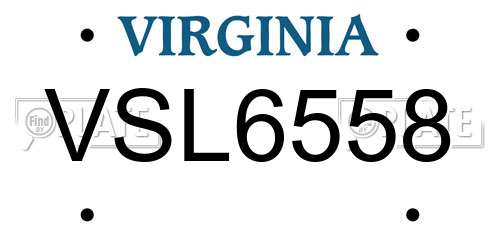 VSL6558 Virginia License Plate