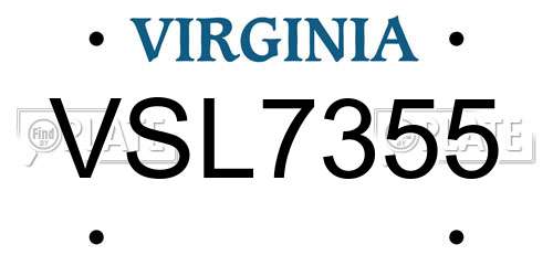 VSL7355 Virginia License Plate
