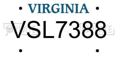 VSL7388 Virginia License Plate