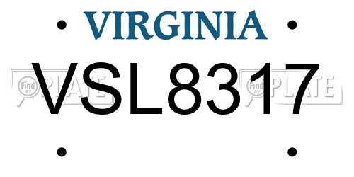 VSL8317 Virginia License Plate