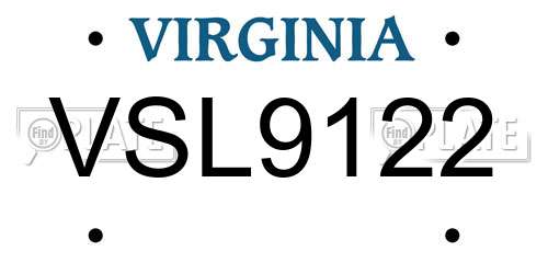 VSL9122 Virginia License Plate