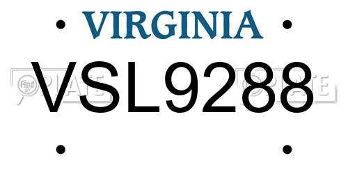 VSL9288 Virginia License Plate
