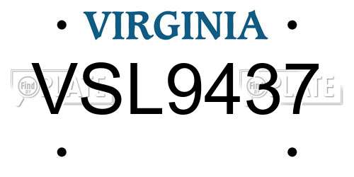 VSL9437 Virginia License Plate