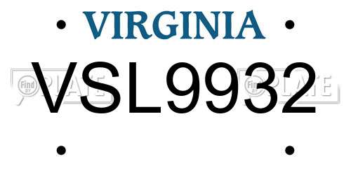 VSL9932 Virginia License Plate