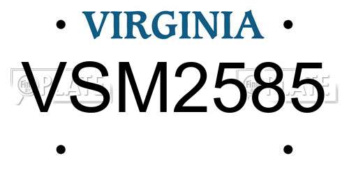 VSM2585 Virginia License Plate