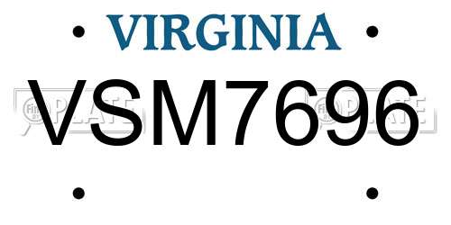 VSM7696 Virginia License Plate