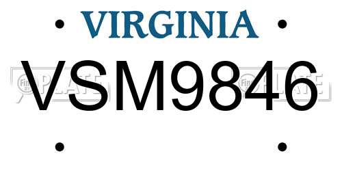 VSM9846 Virginia License Plate