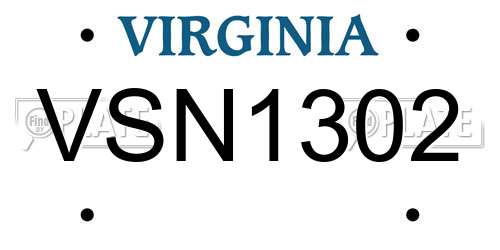 VSN1302 Virginia License Plate