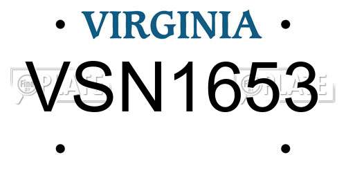 VSN1653 Virginia License Plate