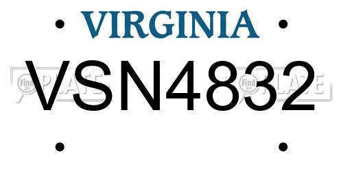VSN4832 Virginia License Plate
