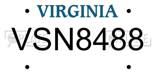VSN8488 Virginia License Plate