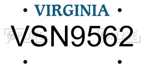 VSN9562 Virginia License Plate